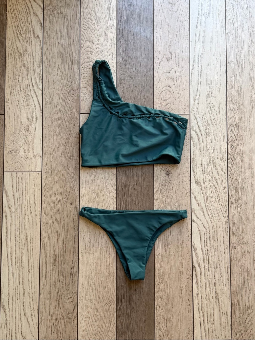 MIKOH Women’s One-Shoulder Bikini Set in Deep Green S